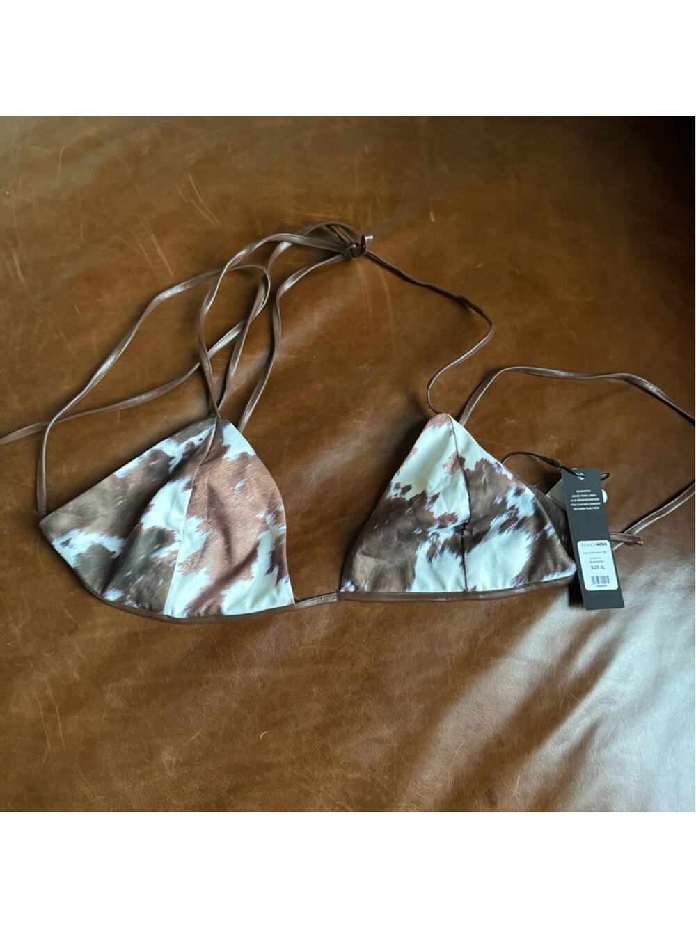 Fashion Nova Brown cow hide print bra